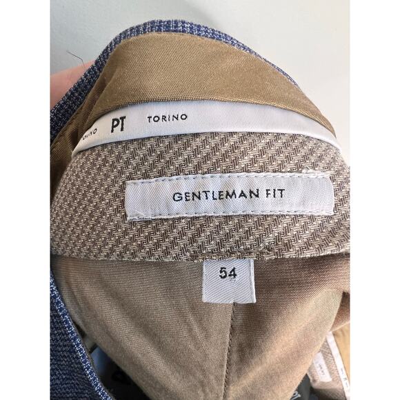 PT Torino Super 100's Fleece Wool Gentleman Fit Trouser Pants Blue Men's Size 54 - Picture 13 of 14